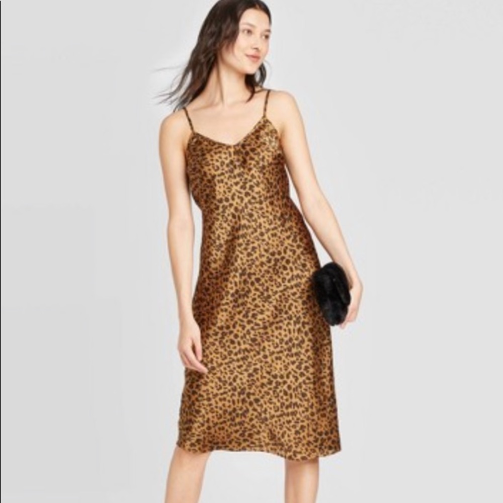 Leopard print slip dress